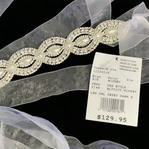 David's Bridal Cream and White Beaded Belt